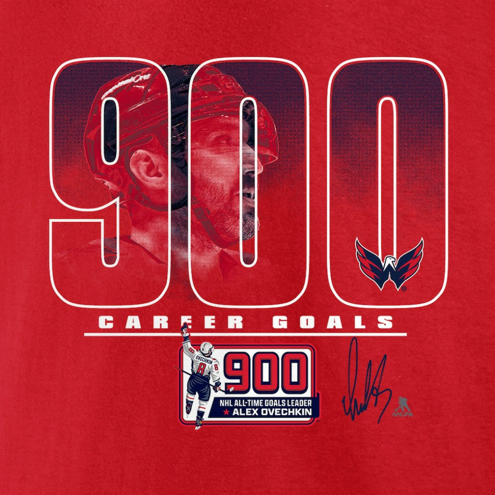 Alexander Ovechkin Washington Capitals 900th Career Goal T-Shirt - Red T-shirts