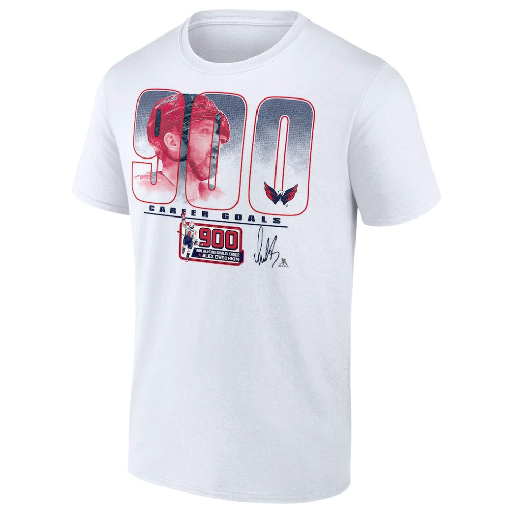 Alexander Ovechkin Washington Capitals 900th Career Goal T-Shirt - White T-shirts