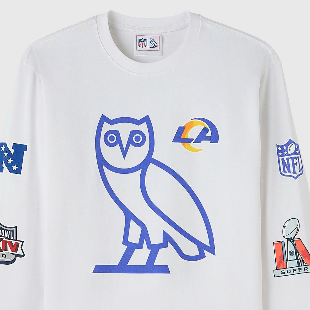 Los Angeles Rams OVO x NFL Unisex Long Sleeve T-Shirt - White cheap