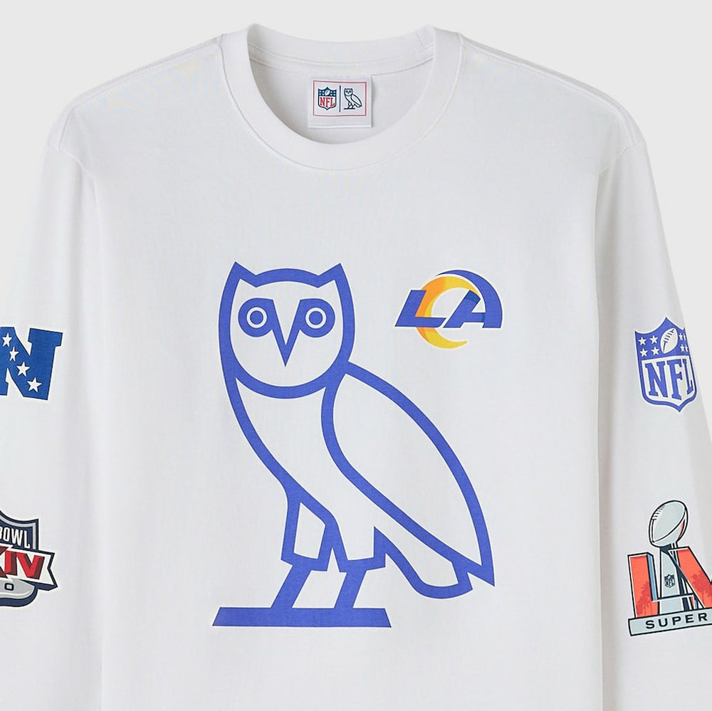 Los Angeles Rams OVO x NFL Unisex Long Sleeve T-Shirt - White cheap