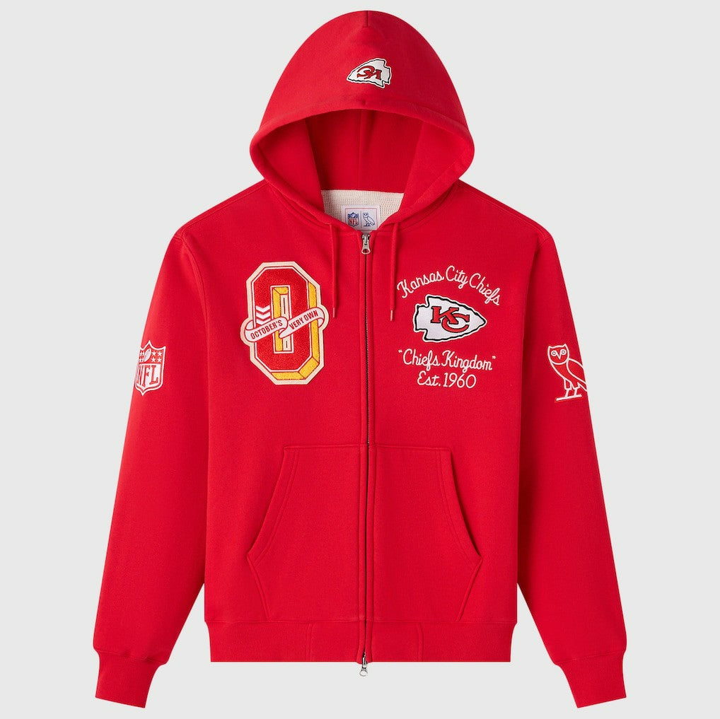 Kansas City Chiefs OVO x NFL Unisex Full-Zip Waffle-Lined Hoodie - Red sale