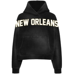WRLDINVSN x New Orleans Saints Unisex Cozy Cropped Hoodie - Black on sale