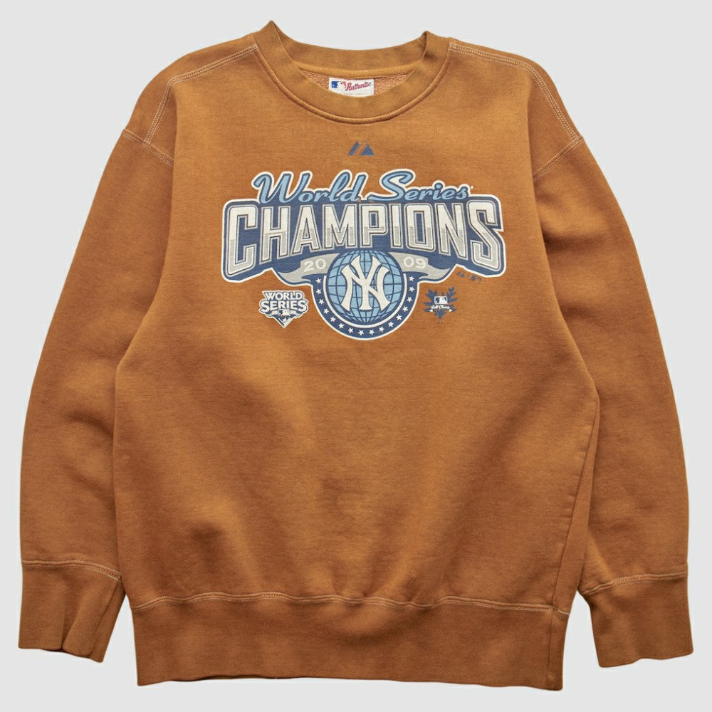 New York Yankees Majestic 2009 Pullover Sweatshirt Brown Vintage