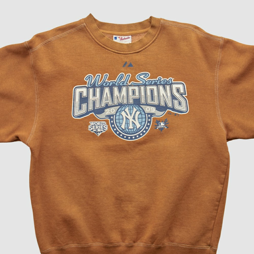 New York Yankees Majestic 2009 Pullover Sweatshirt Brown Vintage