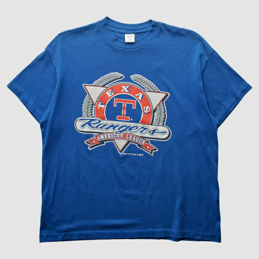 Texas Rangers Trench 1991 T-shirt Blue Vintage