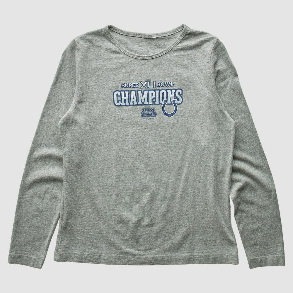 Indianapolis Colts 2007 Long Sleeve T-shirt - Heather Gray Vintage cheap