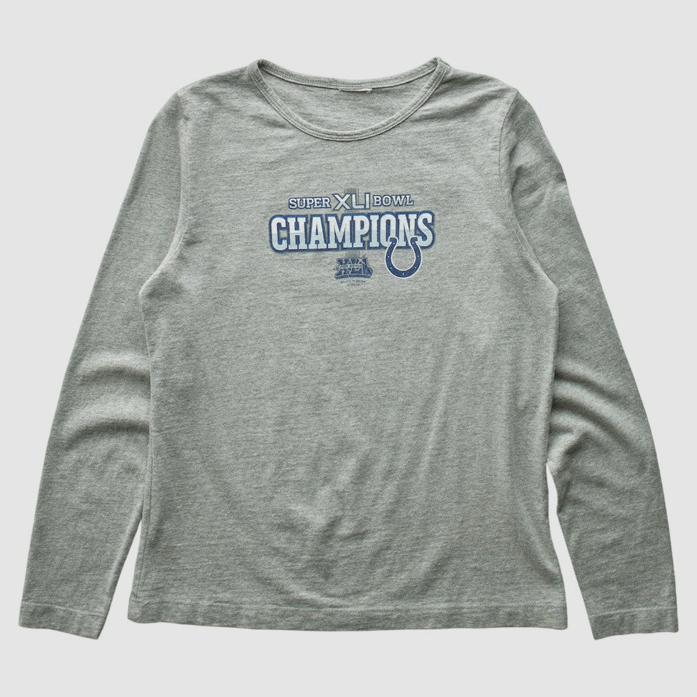 Indianapolis Colts 2007 Long Sleeve T-shirt - Heather Gray Vintage cheap