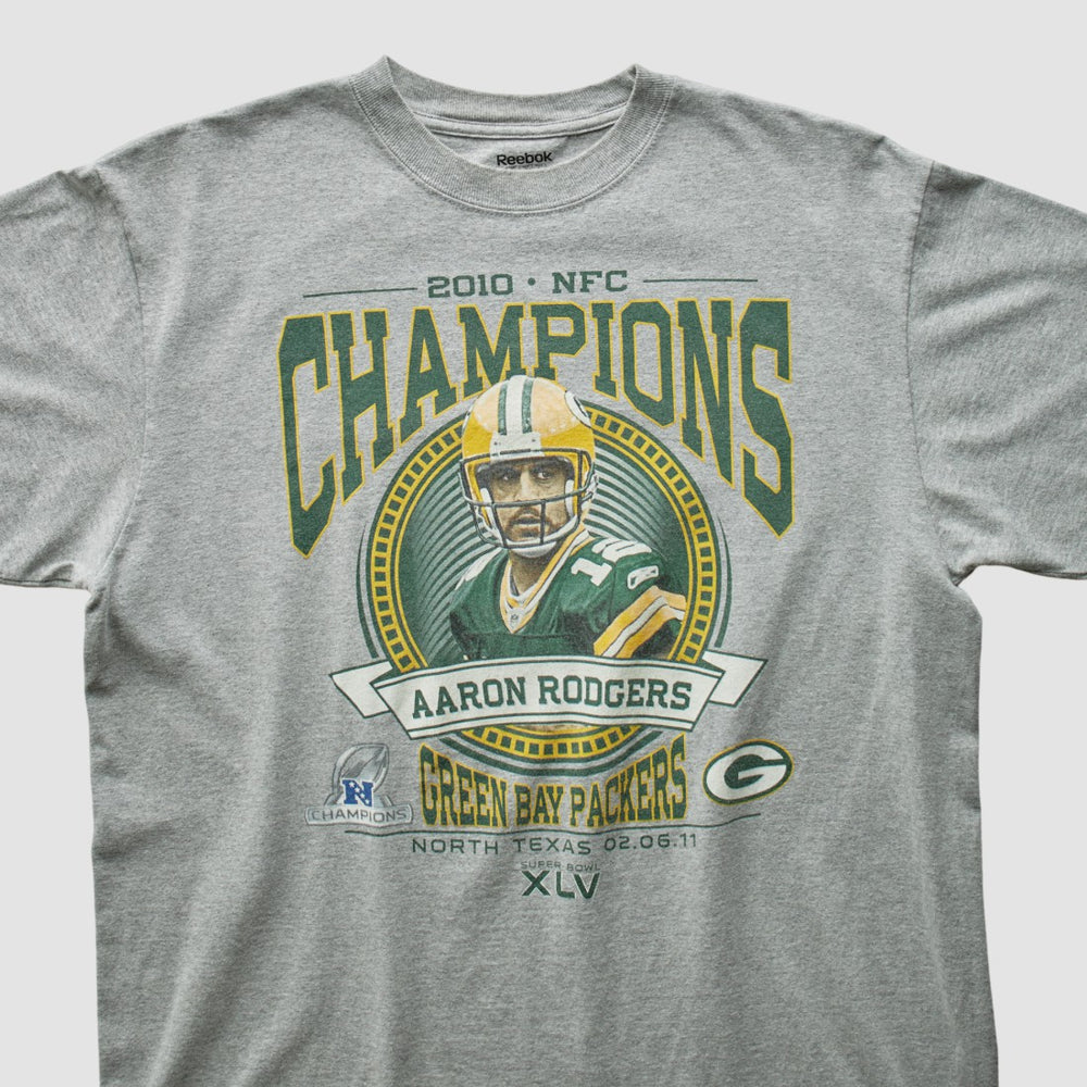 Green Bay Packers Reebok 2010 T-shirt - Heather Gray Vintage outlet