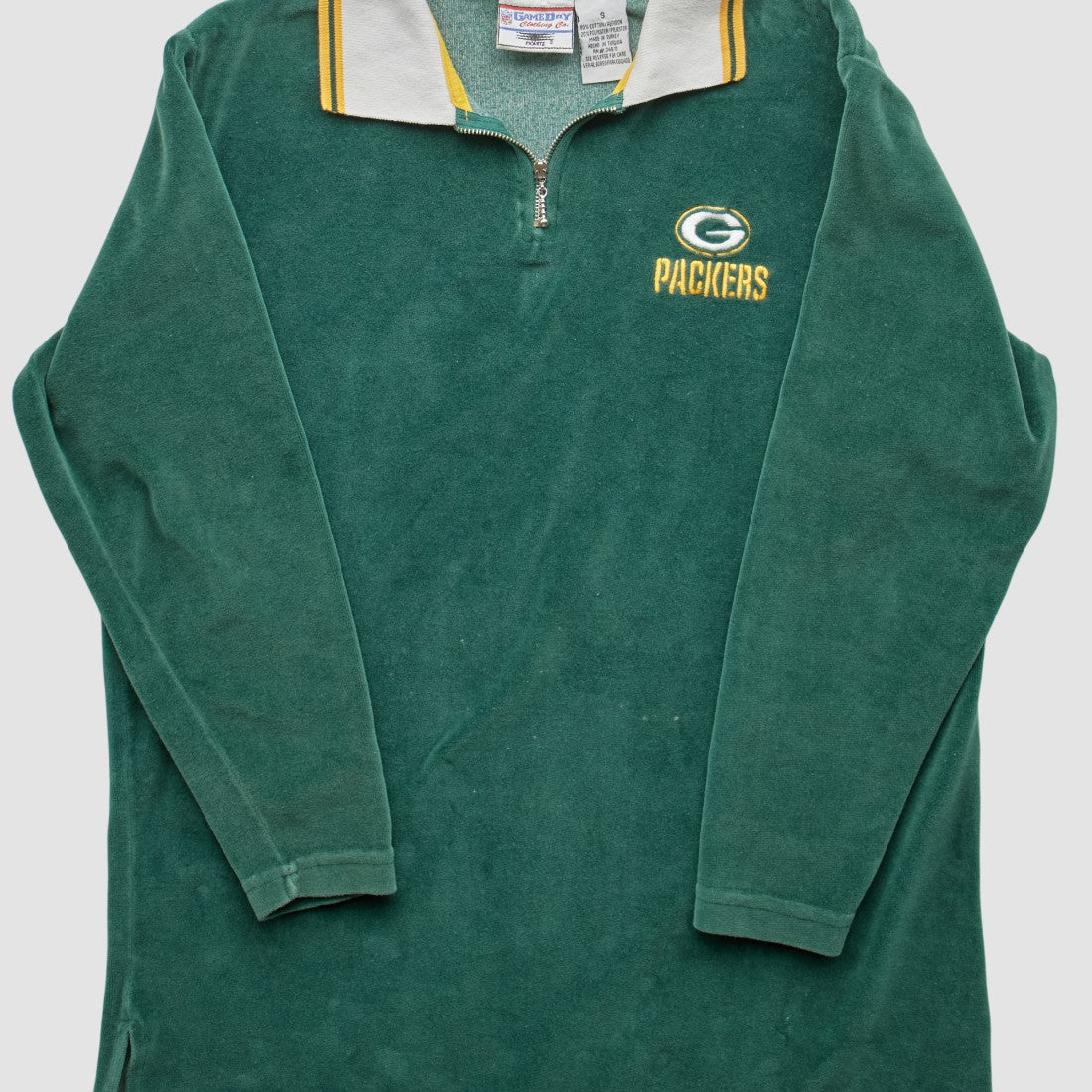 Green Bay Packers Game Day Clothing 90s 1/4 Zip Sweatshirt - Green Vintage discount