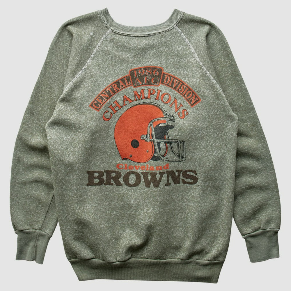 Cleveland Browns 1986 Pullover Sweatshirt - Olive Vintage on sale