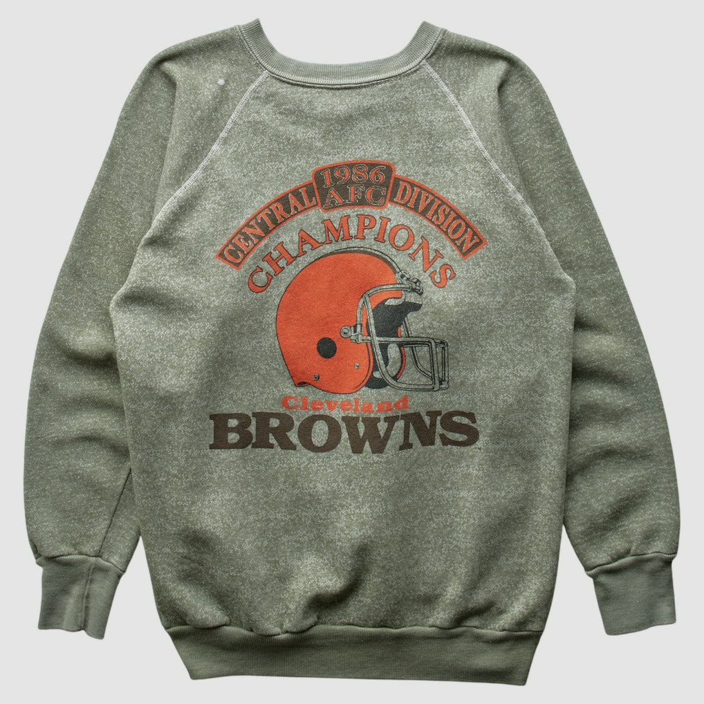Cleveland Browns 1986 Pullover Sweatshirt - Olive Vintage on sale