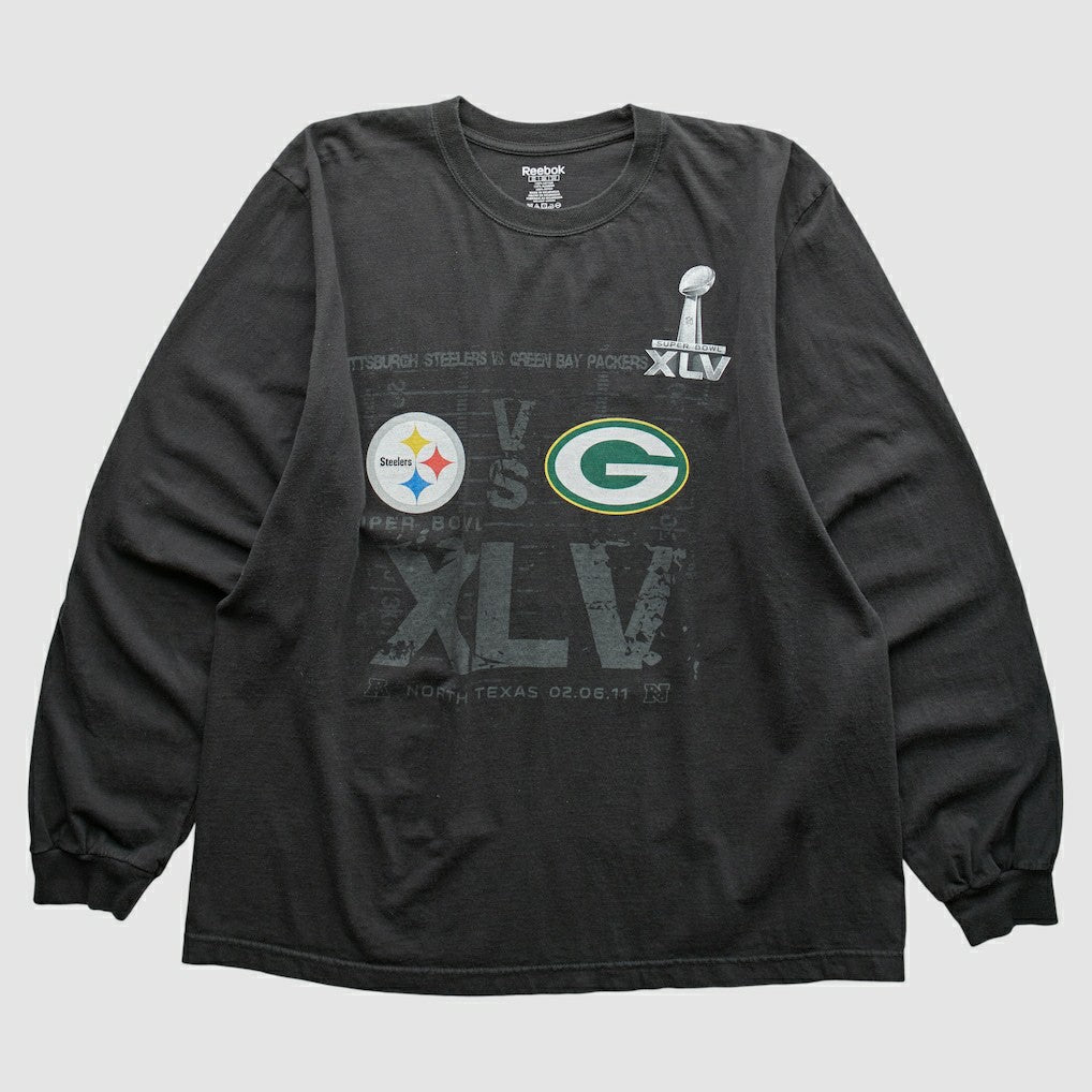 Superbowl XLV Reebok 2011 Long Sleeve T-shirt - Black Vintage discount