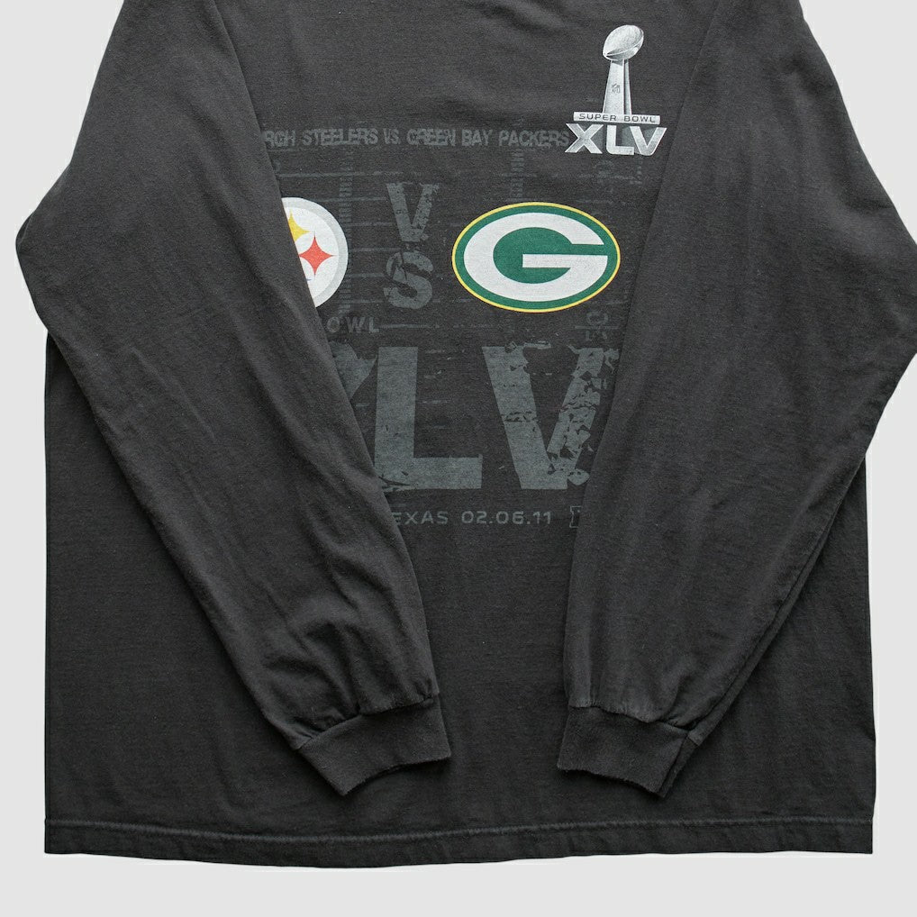 Superbowl XLV Reebok 2011 Long Sleeve T-shirt - Black Vintage discount
