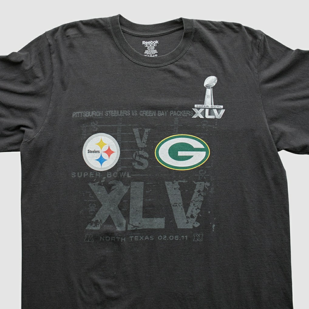 Superbowl XLV Reebok 2011 Long Sleeve T-shirt - Black Vintage discount