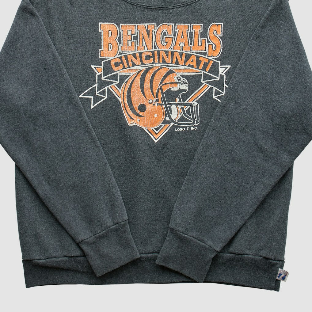 Cincinnati Bengals Logo 7 80s Pullover Sweatshirt - Charcoal Vintage on sale