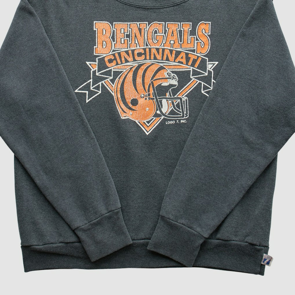Cincinnati Bengals Logo 7 80s Pullover Sweatshirt - Charcoal Vintage on sale