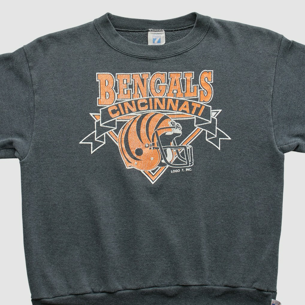 Cincinnati Bengals Logo 7 80s Pullover Sweatshirt - Charcoal Vintage on sale