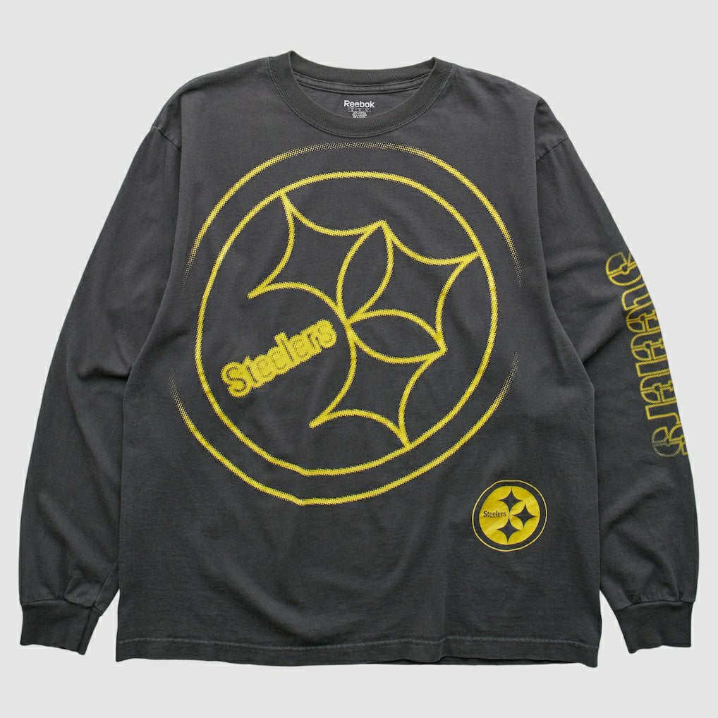 Pittsburgh Steelers Reebok 2000s Long Sleeve T-shirt - Charcoal Vintage for sale