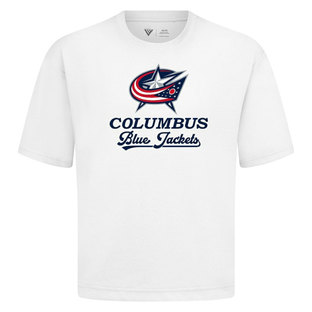 Columbus Blue Jackets Levelwear Team Surge Luxe Signature Knit T-Shirt - White T-shirts