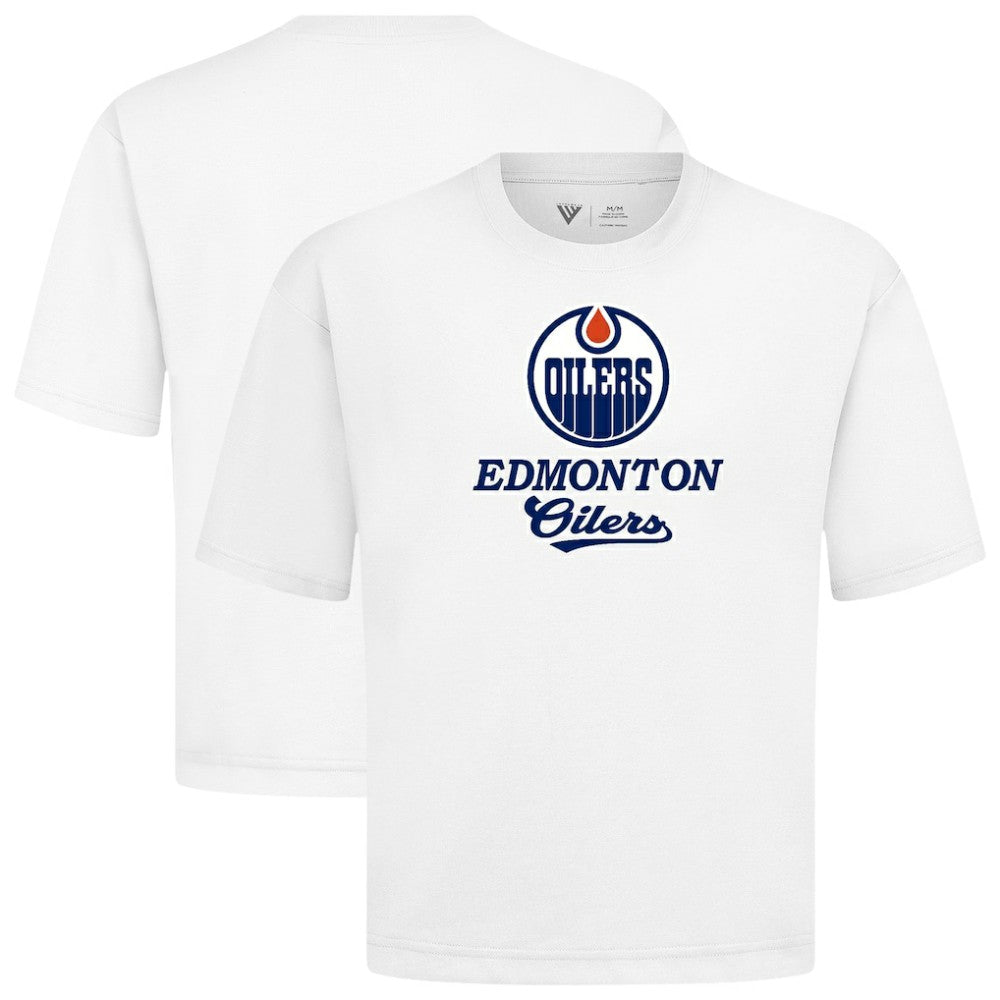 Edmonton Oilers Levelwear Team Surge Luxe Signature Knit T-Shirt - White T-shirts