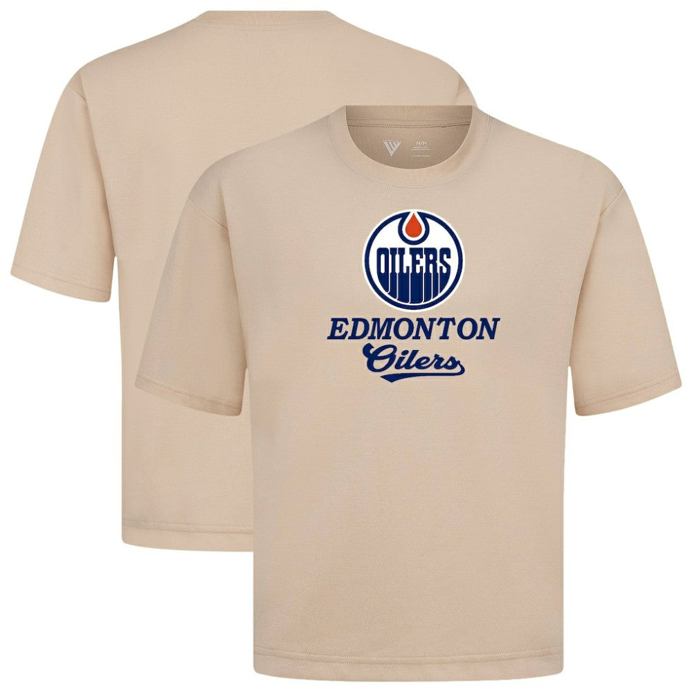 Edmonton Oilers Levelwear Team Surge Luxe Signature Knit T-Shirt - Khaki T-shirts