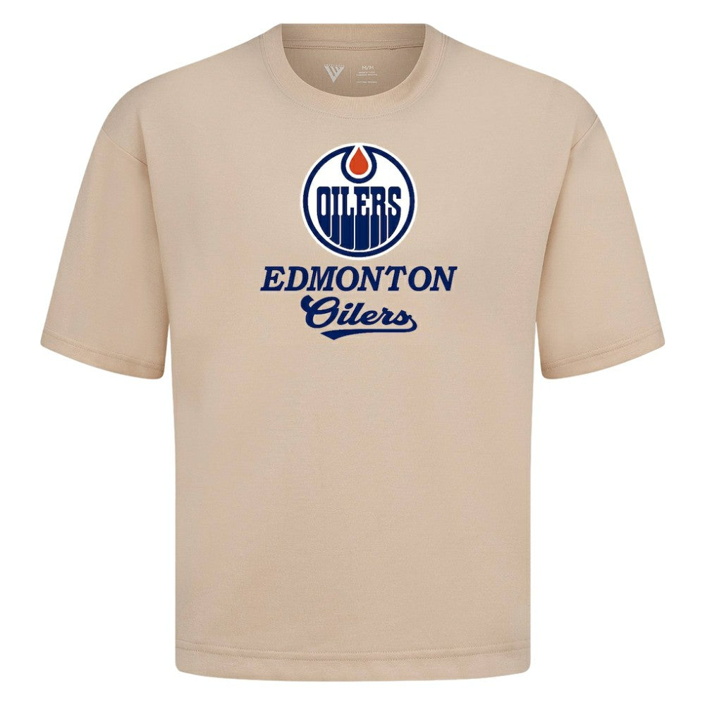 Edmonton Oilers Levelwear Team Surge Luxe Signature Knit T-Shirt - Khaki T-shirts