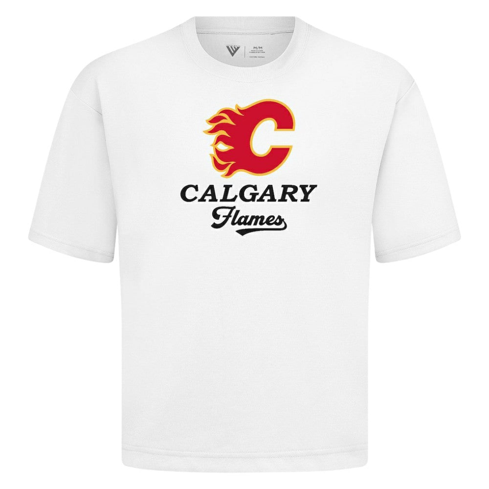 Calgary Flames Levelwear Team Surge Luxe Signature Knit T-Shirt - White T-shirts