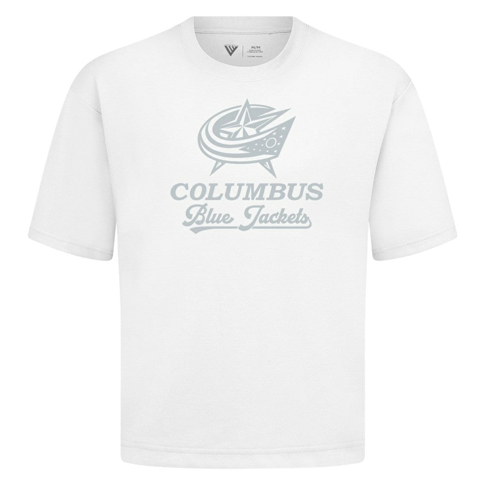 Columbus Blue Jackets Levelwear Shadow Surge Luxe Signature Knit T-Shirt - White T-shirts