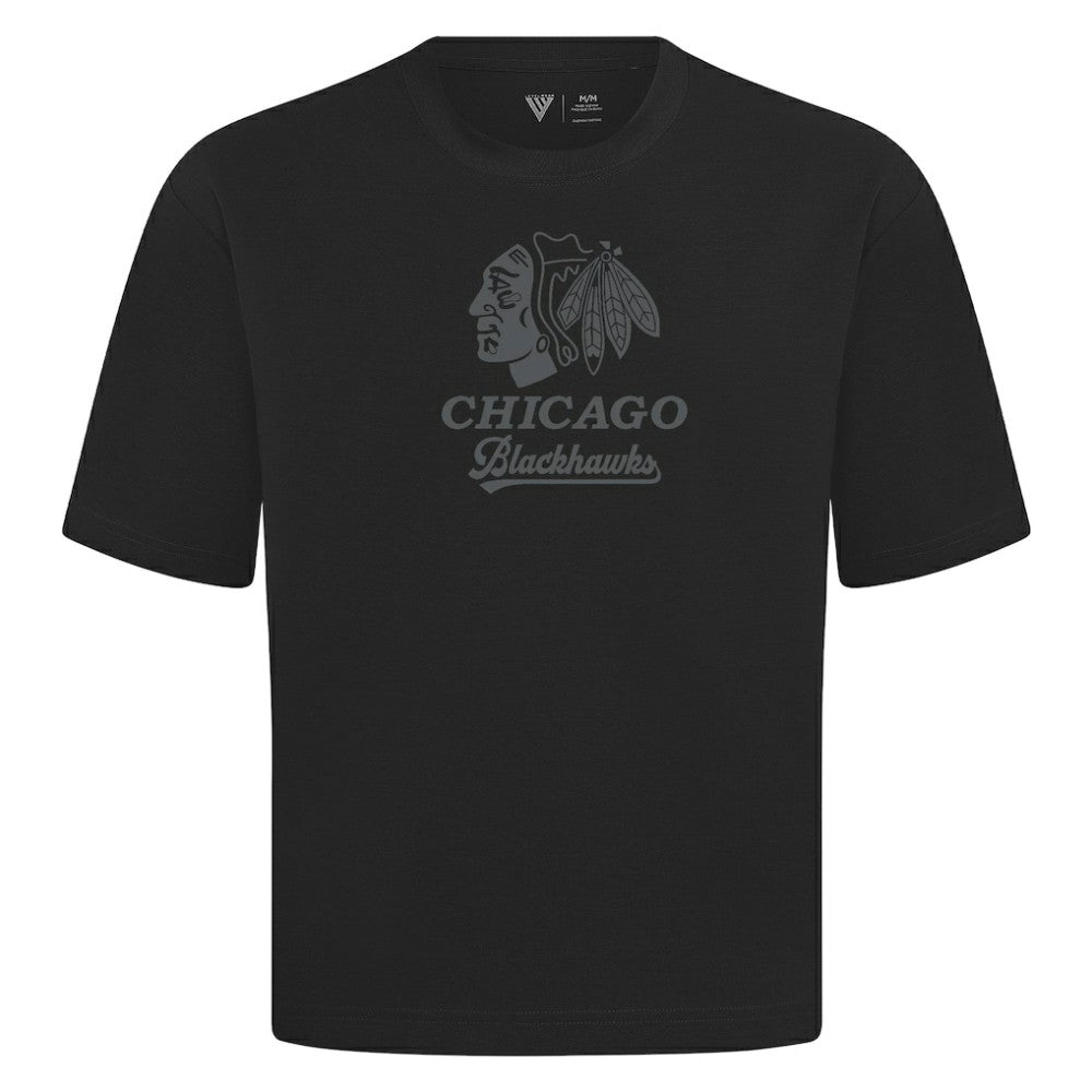 Chicago Blackhawks Levelwear Shadow Surge Luxe Signature Knit T-Shirt - Black T-shirts