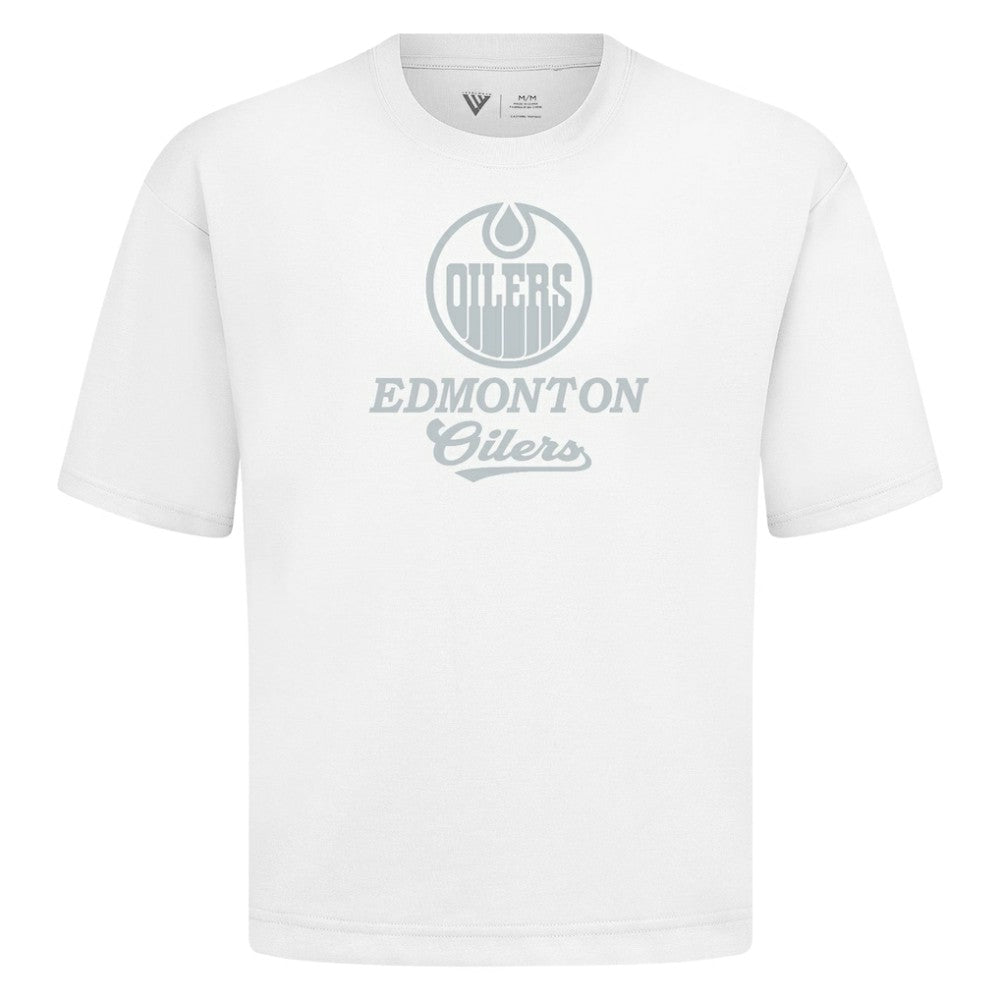 Edmonton Oilers Levelwear Shadow Surge Luxe Signature Knit T-Shirt - White T-shirts