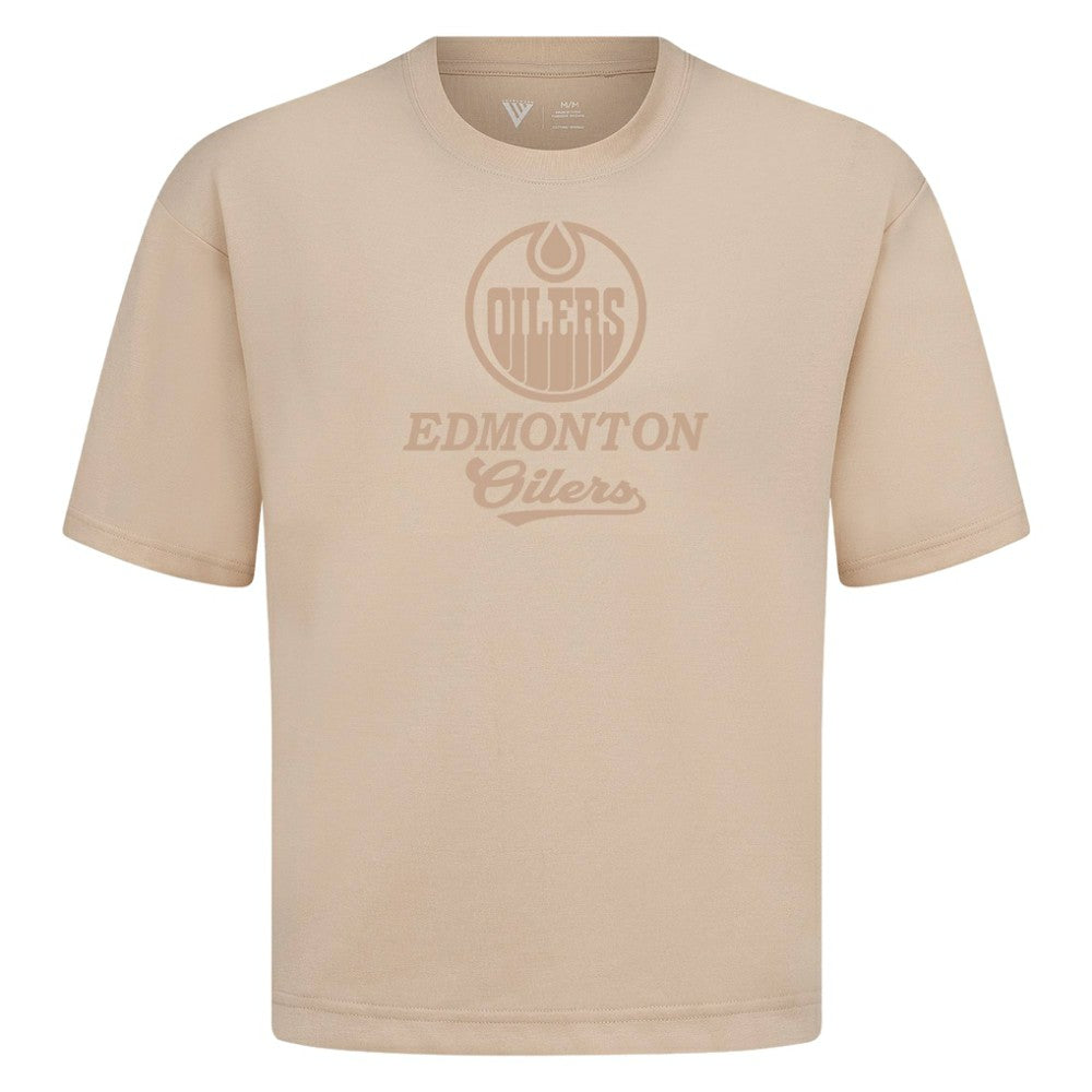 Edmonton Oilers Levelwear Shadow Surge Luxe Signature Knit T-Shirt - Khaki T-shirts