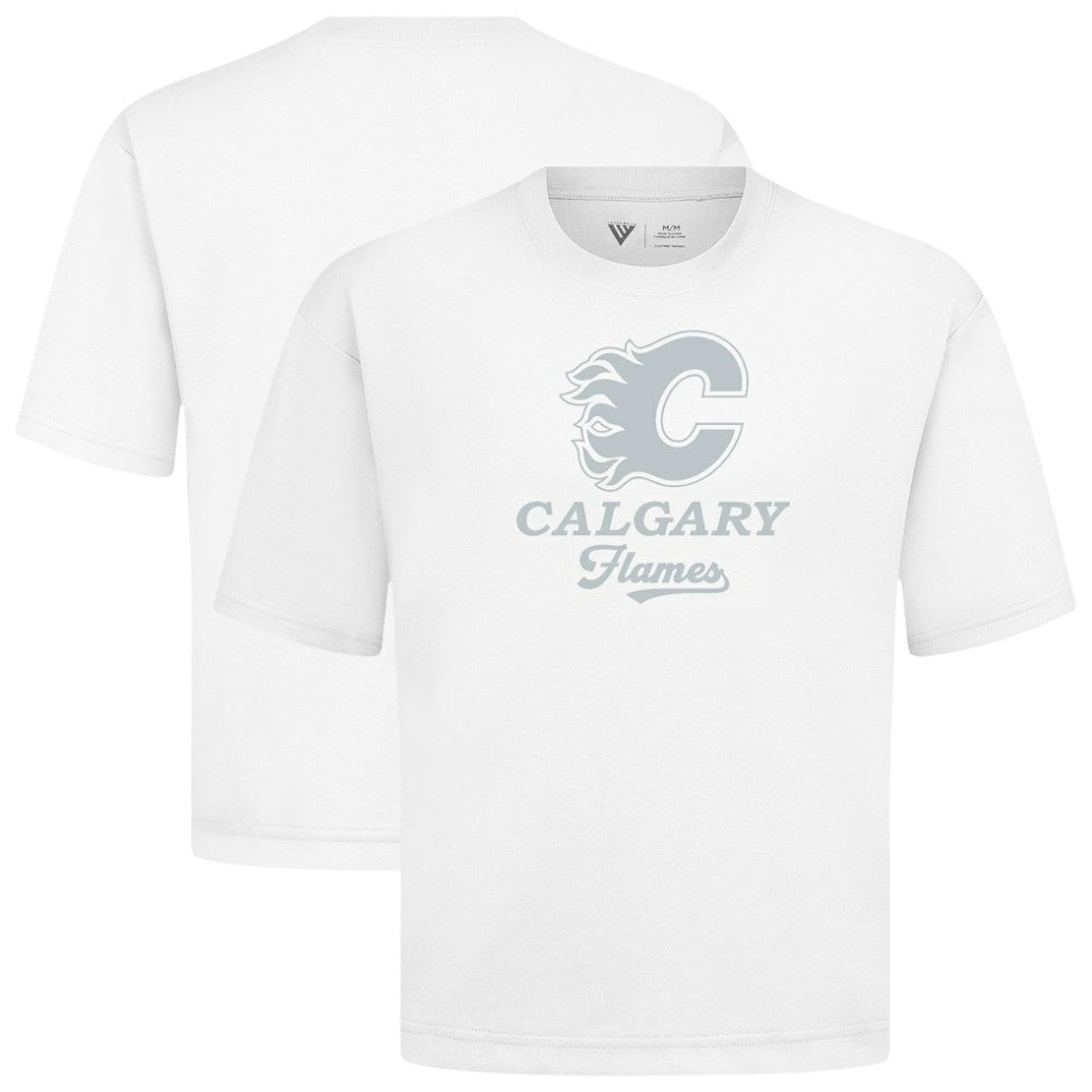 Calgary Flames Levelwear Shadow Surge Luxe Signature Knit T-Shirt - White T-shirts