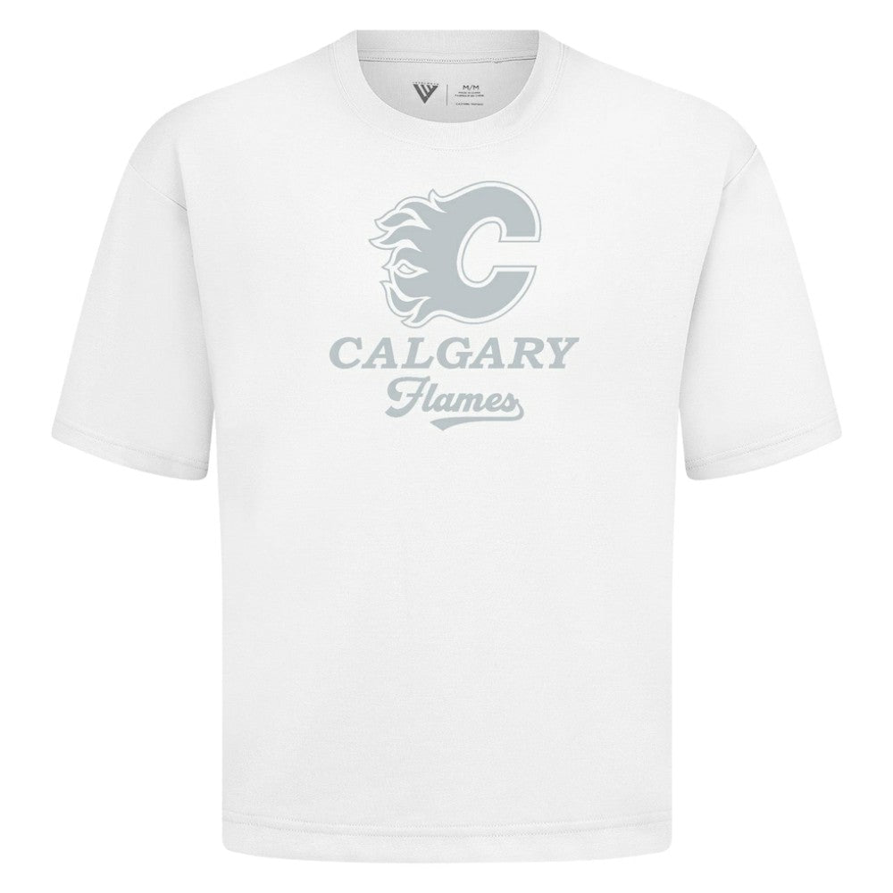 Calgary Flames Levelwear Shadow Surge Luxe Signature Knit T-Shirt - White T-shirts