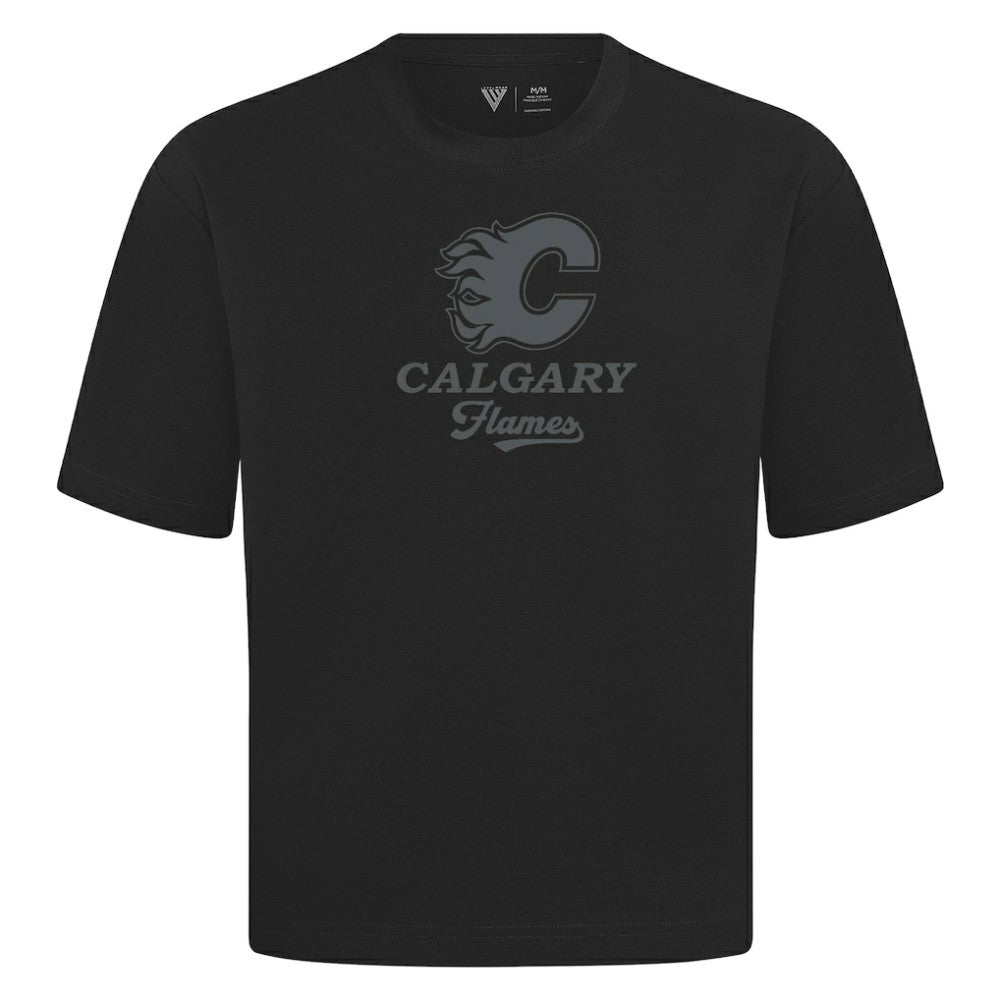 Calgary Flames Levelwear Shadow Surge Luxe Signature Knit T-Shirt - Black T-shirts