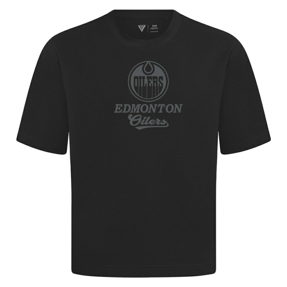 Edmonton Oilers Levelwear Shadow Surge Luxe Signature Knit T-Shirt - Black T-shirts