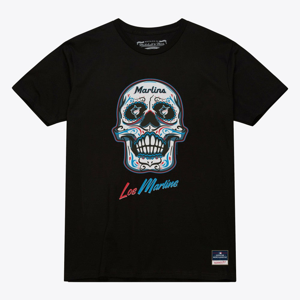 Miami Marlins Women's Sugar Skull Boxy T-Shirt Black