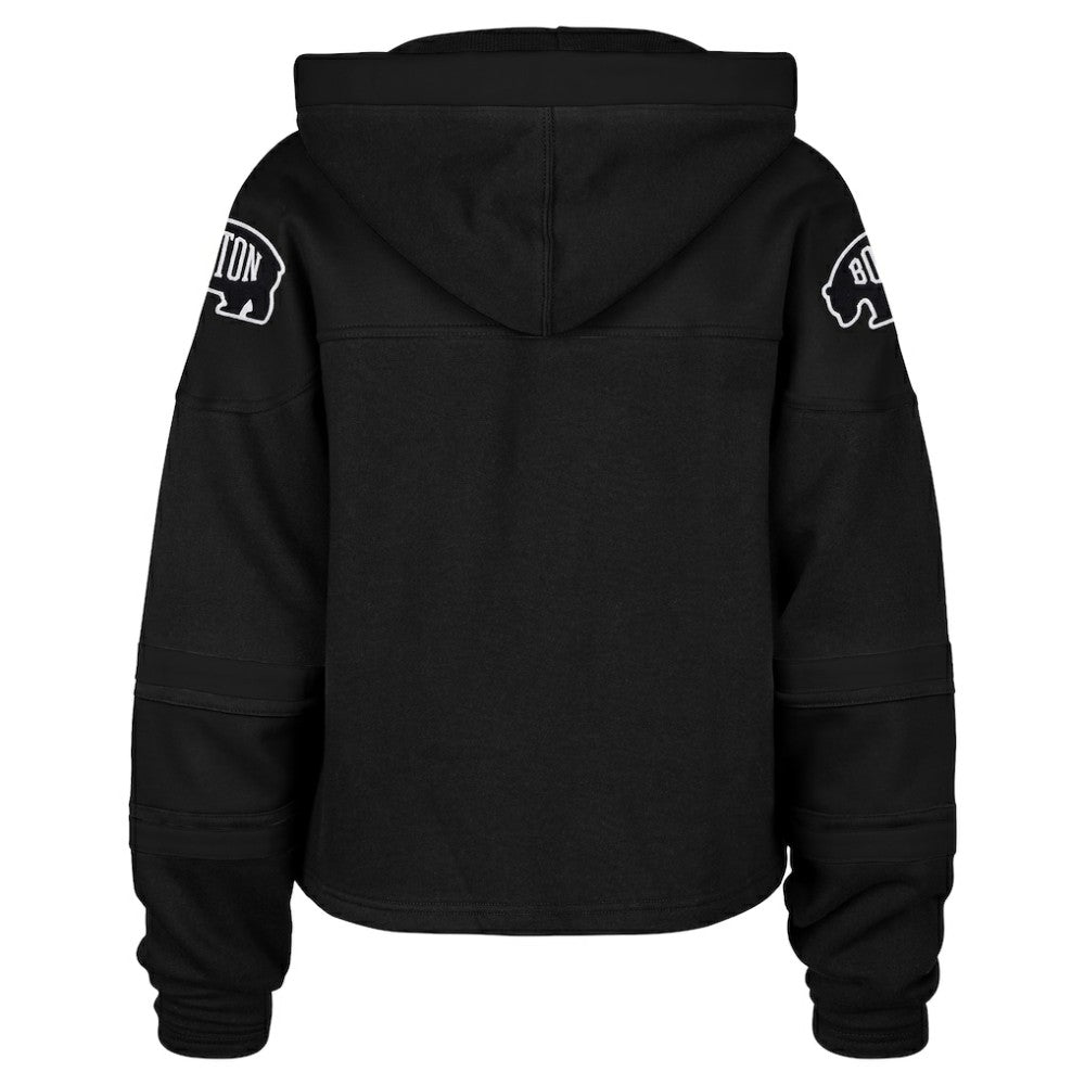 Boston Bruins '47 Women's Cropped Lacer Hoodie - Black Hoodies