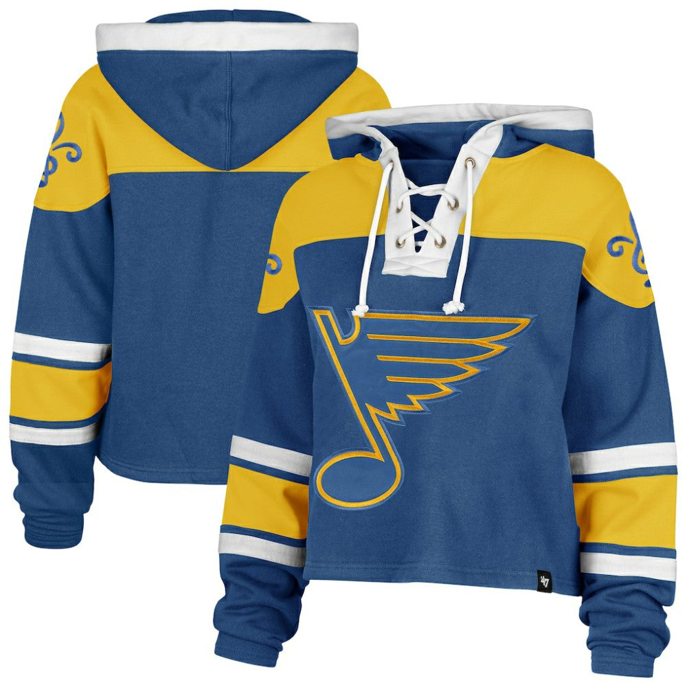 St. Louis Blues '47 Women's Cropped Lacer Hoodie - Blue Hoodies
