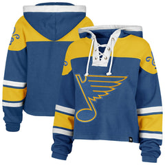 St. Louis Blues '47 Women's Cropped Lacer Hoodie - Blue Hoodies