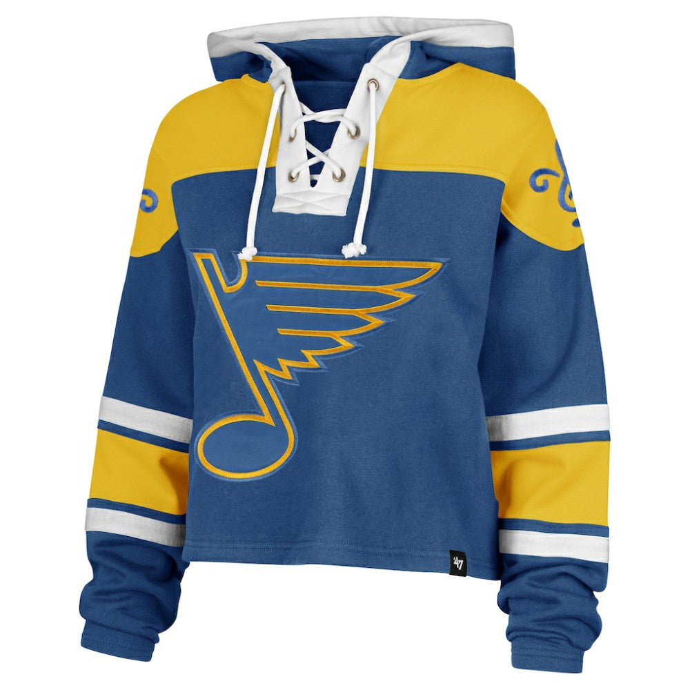 St. Louis Blues '47 Women's Cropped Lacer Hoodie - Blue Hoodies