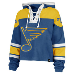 St. Louis Blues '47 Women's Cropped Lacer Hoodie - Blue Hoodies
