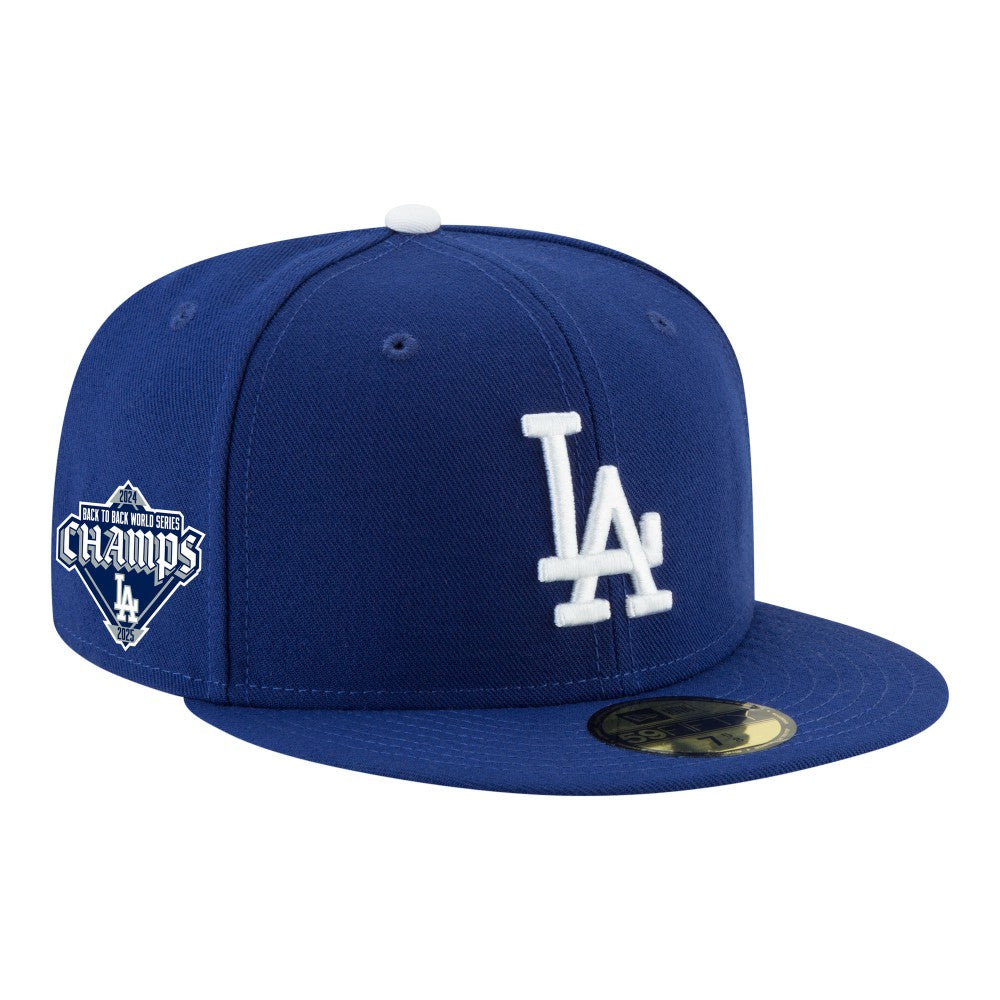 Los Angeles Dodgers Back-to-Back Champions Diamond Side Patch 59FIFTY Fitted Hat Royal