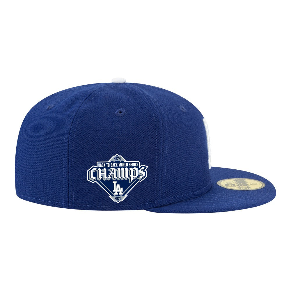 Los Angeles Dodgers Back-to-Back Champions Diamond Side Patch 59FIFTY Fitted Hat Royal