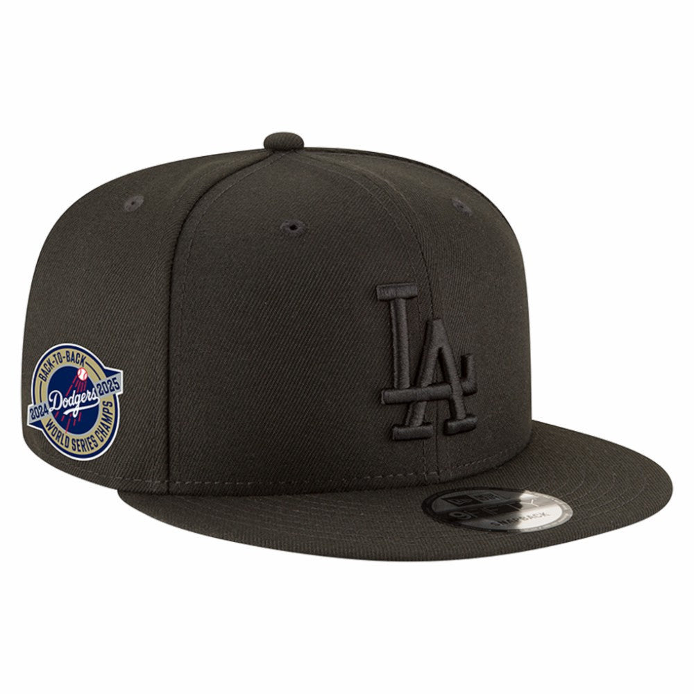 Los Angeles Dodgers 2024/25 Back-to-Back Champions Circle Side Patch 9FIFTY Snapback Hat Black