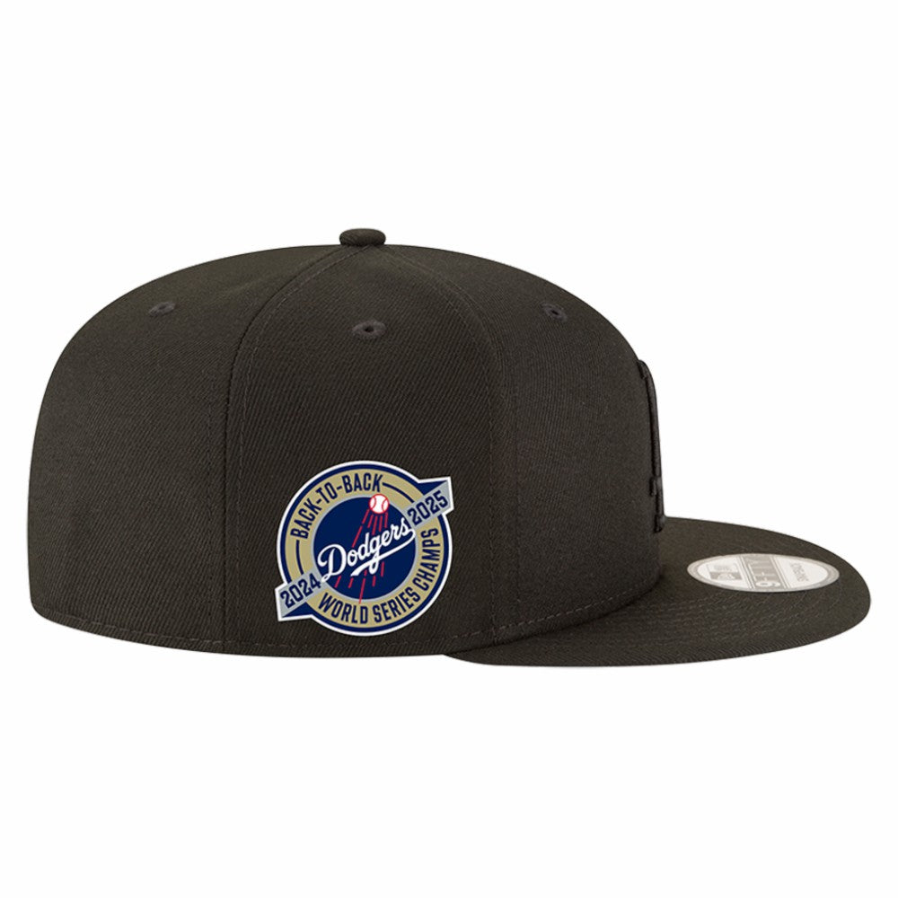 Los Angeles Dodgers 2024/25 Back-to-Back Champions Circle Side Patch 9FIFTY Snapback Hat Black