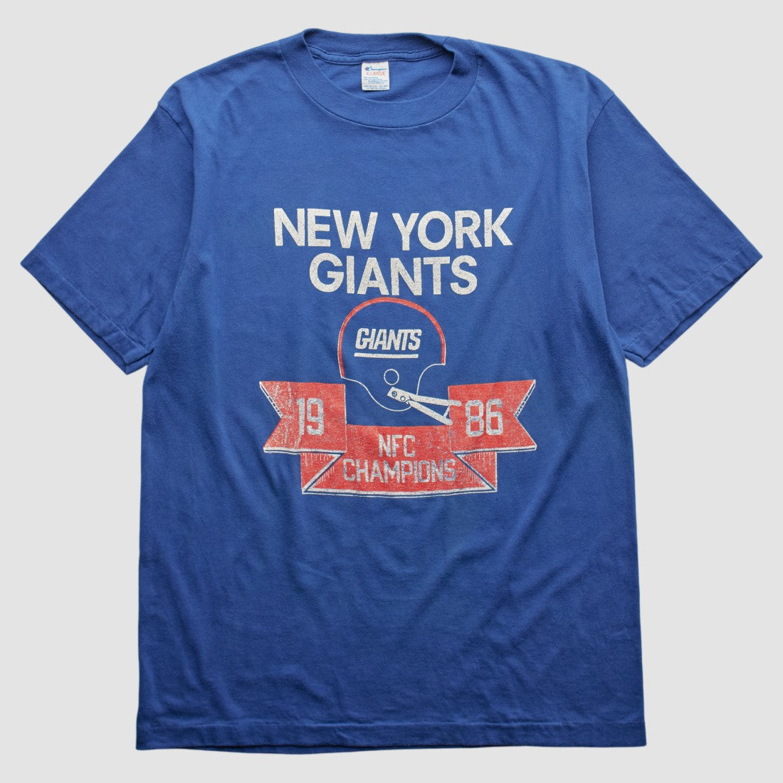 New York Giants Champion 1986 T-shirt - Blue Vintage sale