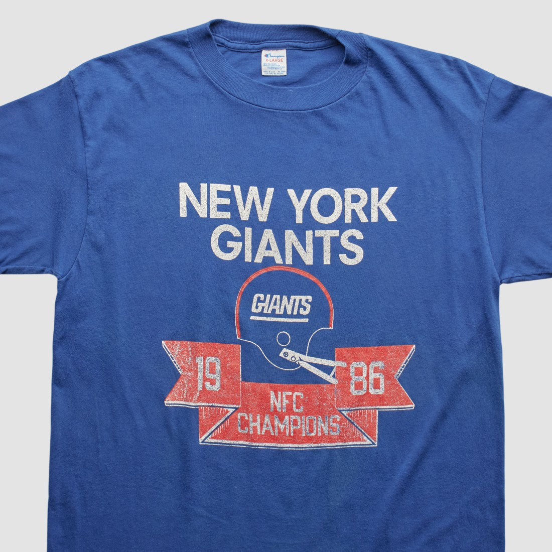 New York Giants Champion 1986 T-shirt - Blue Vintage sale