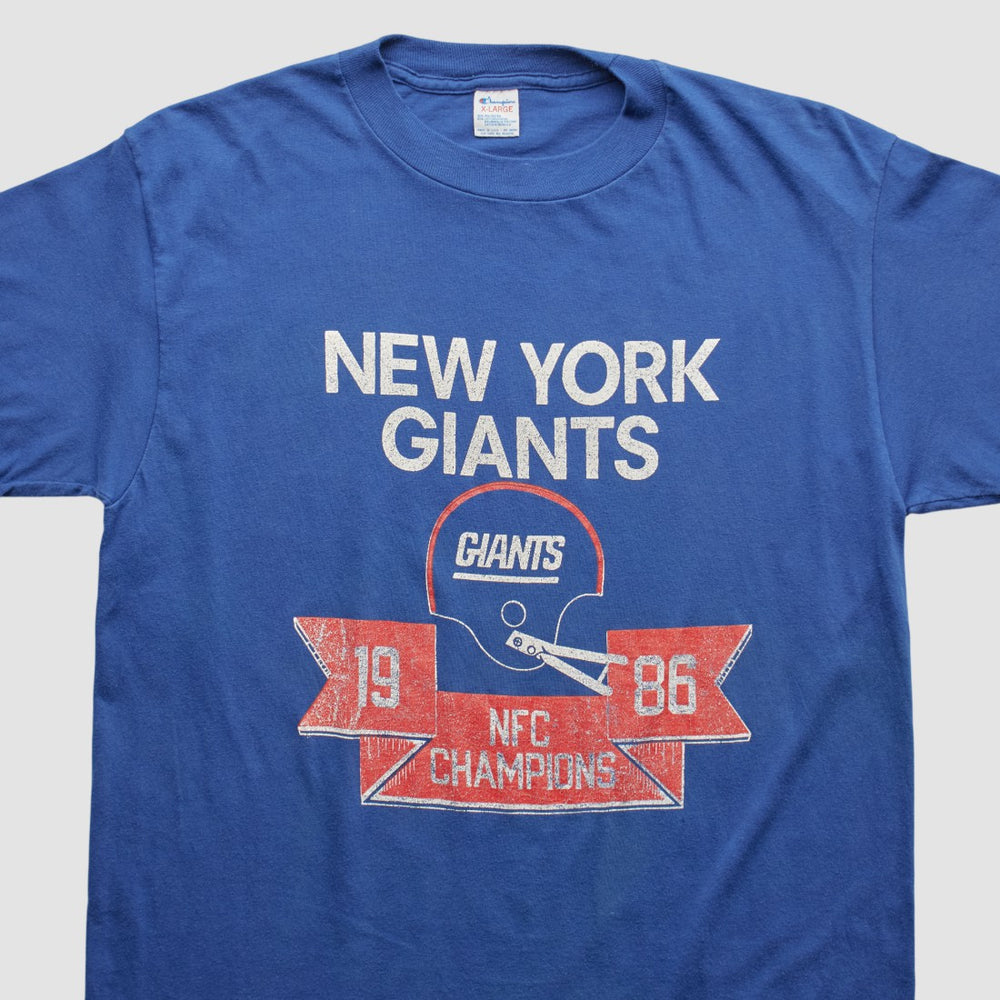New York Giants Champion 1986 T-shirt - Blue Vintage sale