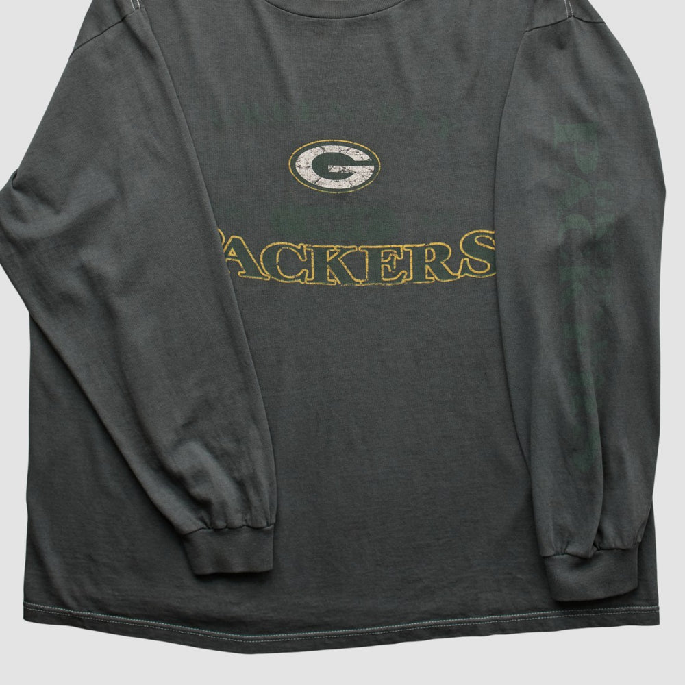 Green Bay Packers Logo Athletic 2000s Long Sleeve T-shirt - Charcoal Vintage cheap