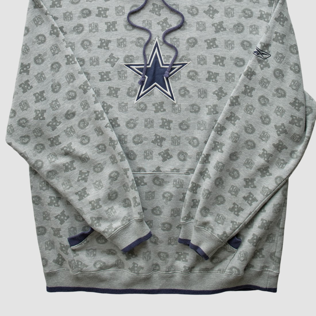 Denver Broncos Reebok 2010s Hooded Pullover Sweatshirt - Heather Gray Vintage on sale